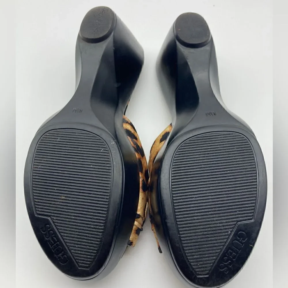 Guess Leopard Print Wedge Sandals Size 8,5M